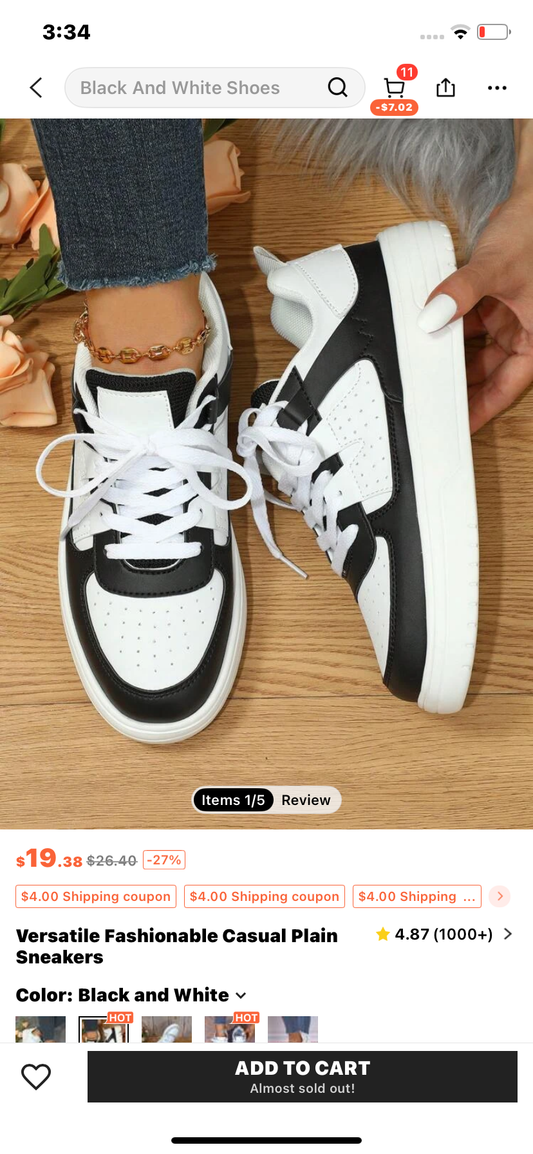 Versatile Fashionable Casual Plain Sneakers