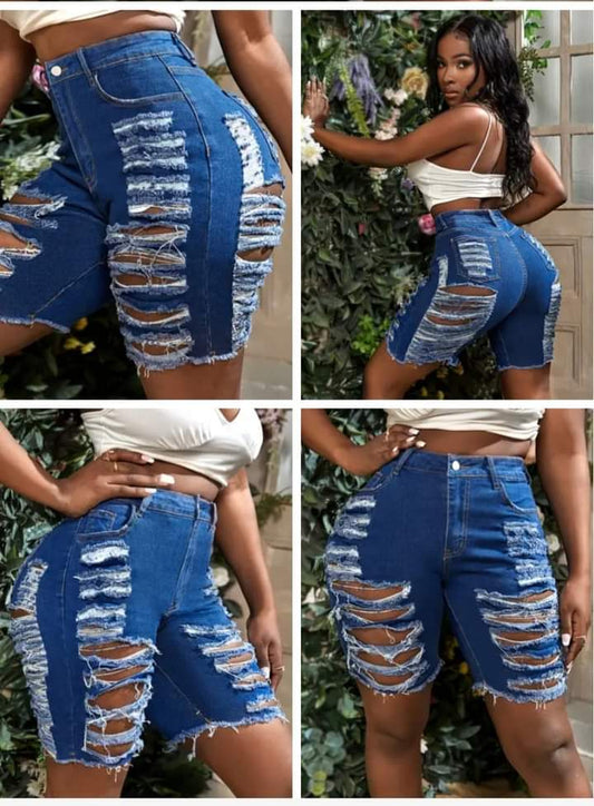 Women rip up jeans