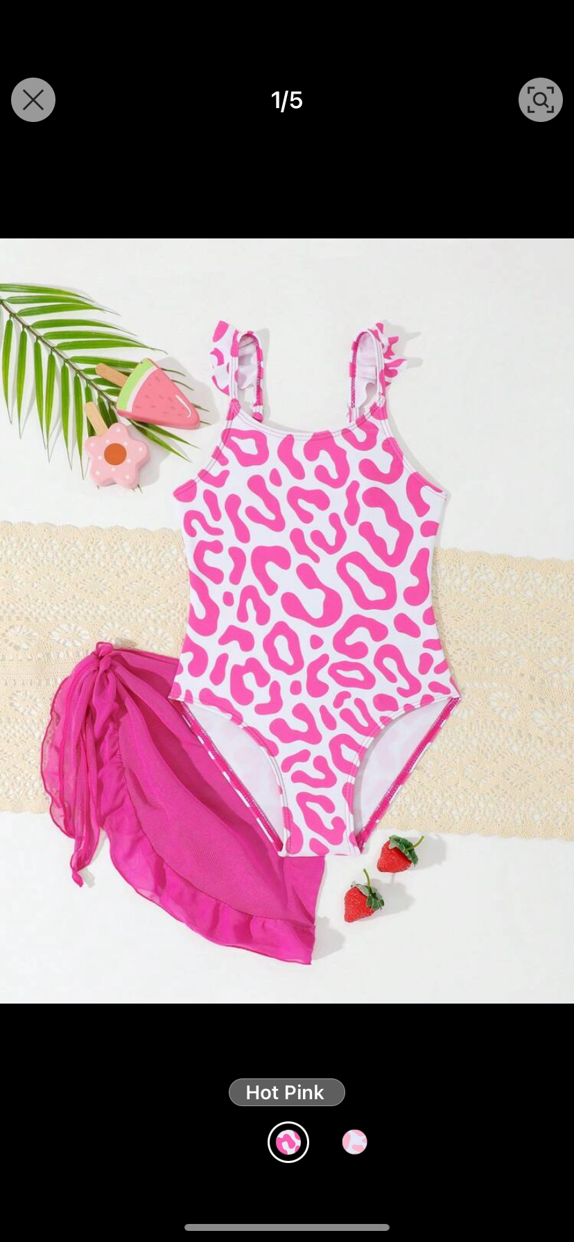 Young Girl Swimsuit, Random Floral Print Spaghetti Strap Ruffled Monokini Top With Ruffle Hem Bottom