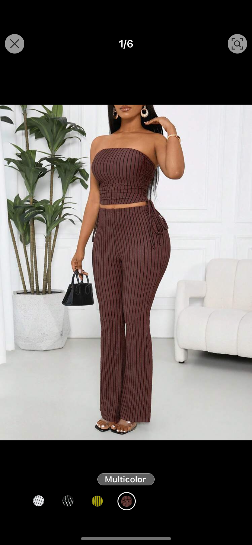 SHEIN VaVaLuxe 2pcs/Set Women Sexy Striped Bandeau Top And Pants Set