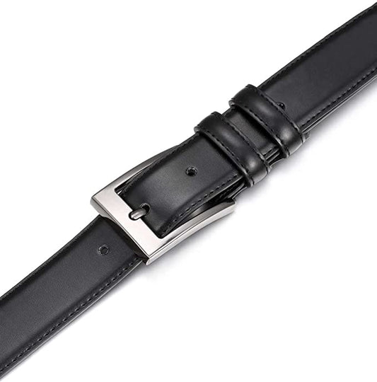 Marino’s Men Genuine Leather Dress Belt with Single Prong Buckle - Black - 36