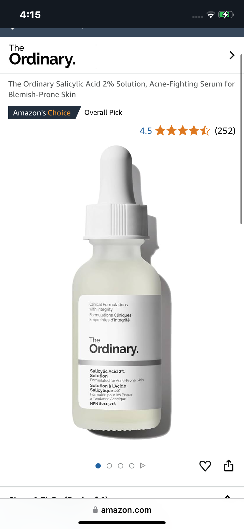 The Ordinary Salicylic Acid 2% Solution, Acne-Fighting Serum for Blemish-Prone Skin