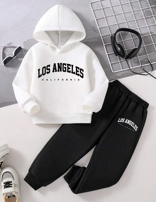 Young Boys' Letter Pattern Hooded Sweatshirt And Sweatpants Set