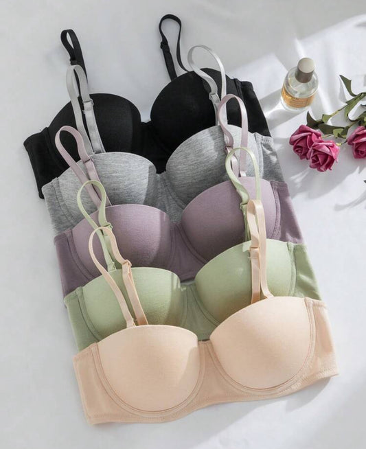 Underwear&Sleepwear Basics Women Underwear Bra (Wireless Padded Bra) 5 Pieces Seamless Bra Set