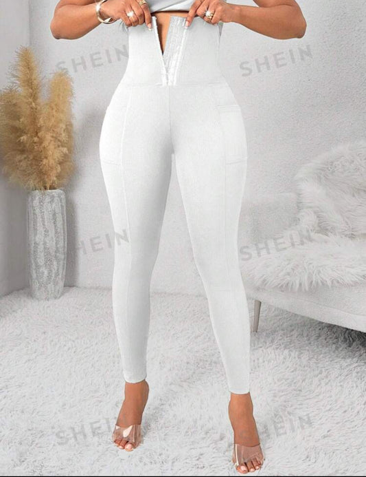 Lady Autumn And Winter Casual Elegant Sports Knitted Button Front Women Leggings