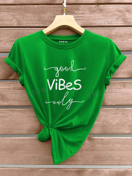 LUNE Slogan Graphic Tee Good Vibes Only