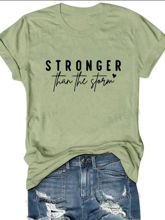 LUNE Slogan Graphic Tee STRONGER Than The Storm