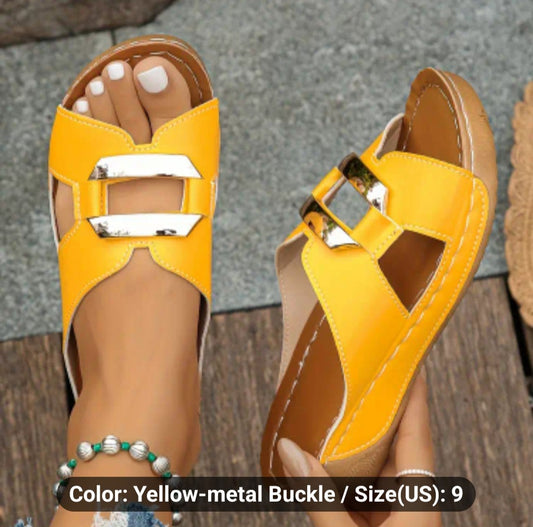 Vibrant Yellow Chic Women's Summer Slide Sandals