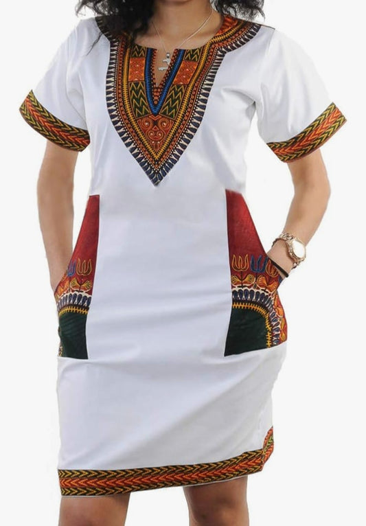 Women's African Tribe Dresses Bohemian Print Traditional Elegant Costume Clothes