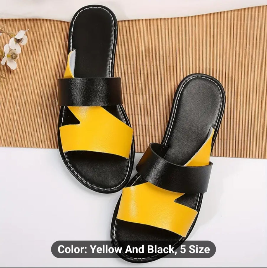 Womens Trendy Contrast Color Slide Sandals