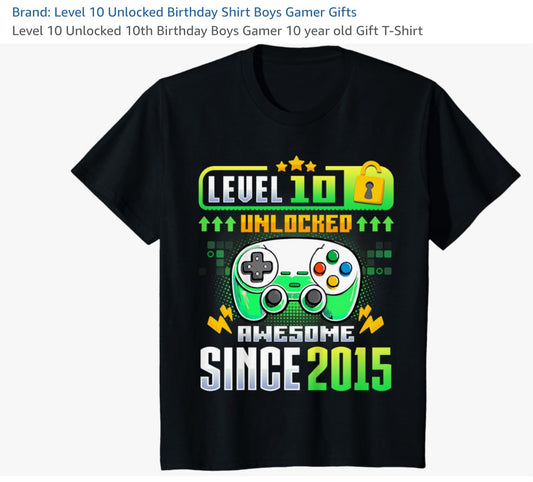 Level 10 Unlocked 10th Birthday Boys Gamer 10 year old Gift T-Shirt