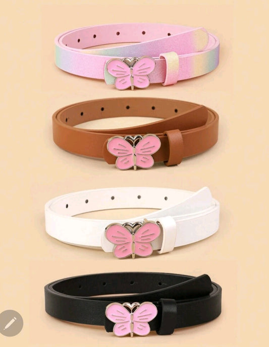 Kids New Style Quality PU Black Butterfly Decoration Belt For Jeans Dress