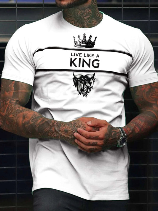 Men Crown & Slogan Graphic Tees (A)